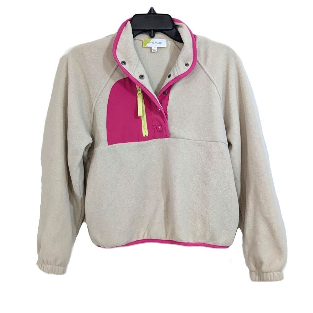 Hippie Rose Fleece Snap Henley Pullover Sweater Jacket Coat - Size XS Womens